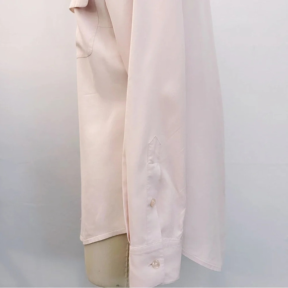 Go Silk Charmeuse Shirt Button Down Front Blouse Light Pink - Picture 4 of 10